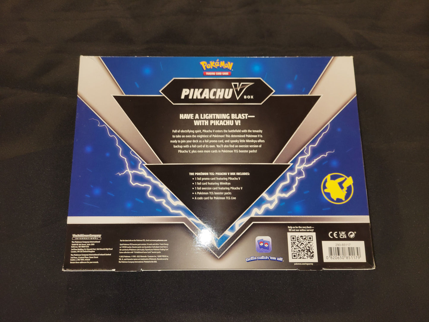 Back of Pikachu V box